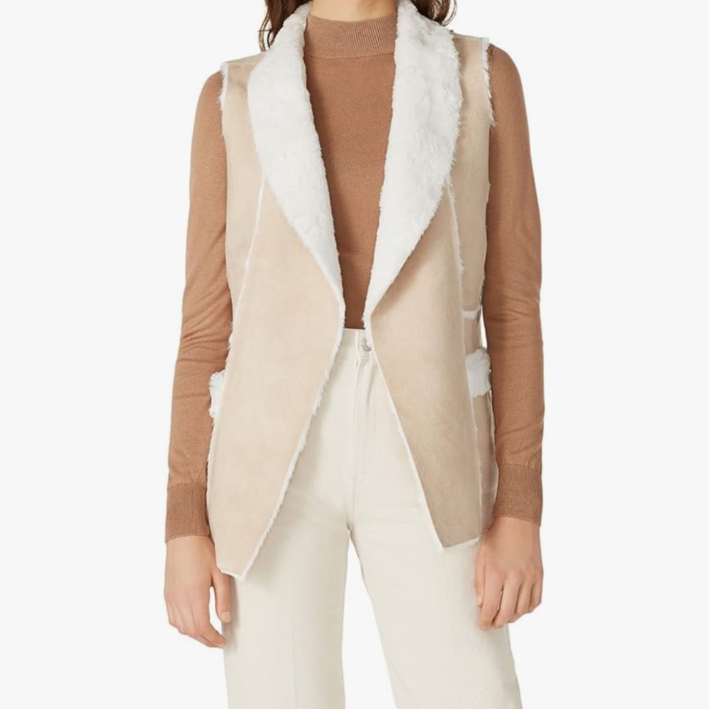 Cupcake and Cashmere Chrissie Faux Fur Vest, Off-white